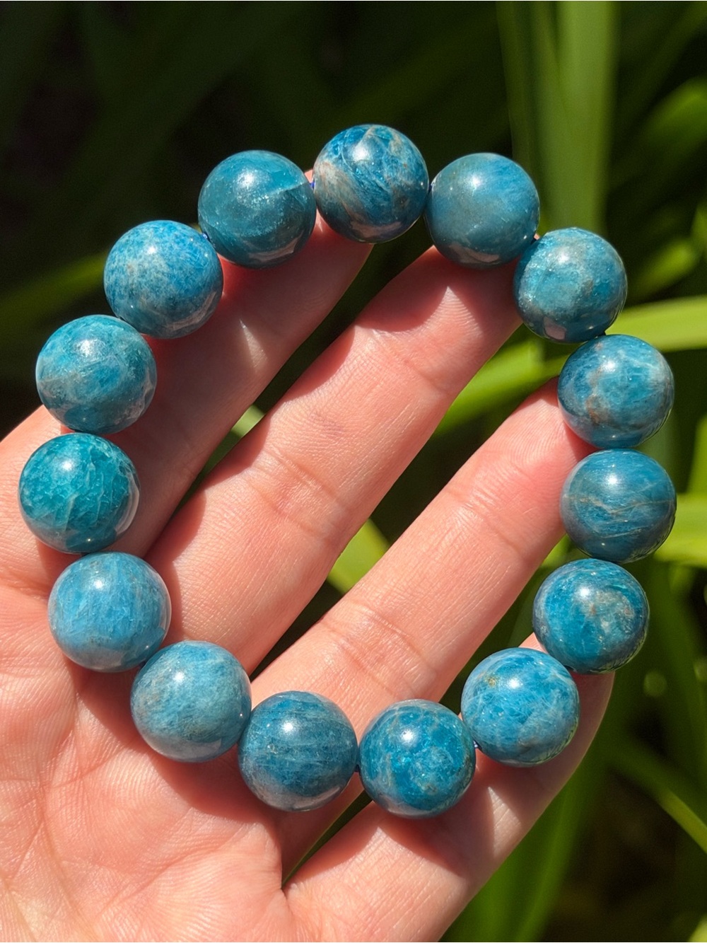 14mm Blue Apatite Stretch Gemstone Bracelet 2005